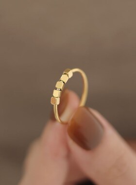 现货高级感24k小金块戒指女轻奢A高小众设计指环2024年新款潮百搭
