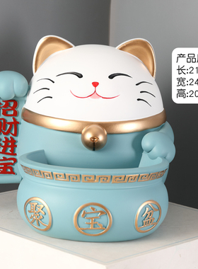 小众高货招财猫存钱罐玄关入户钥匙收纳收银台装饰品客厅家居摆件