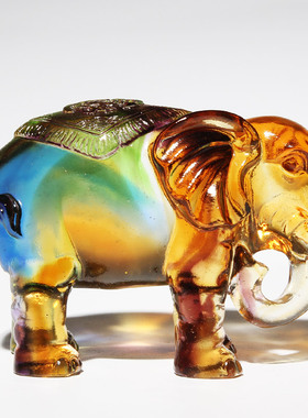 琉璃招财大象摆件一对工艺品乔迁开业礼品办公室客厅酒柜家居装饰