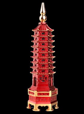 纯铜文昌塔摆件七层九层13十三层红色文昌塔办公书V房桌客厅工艺