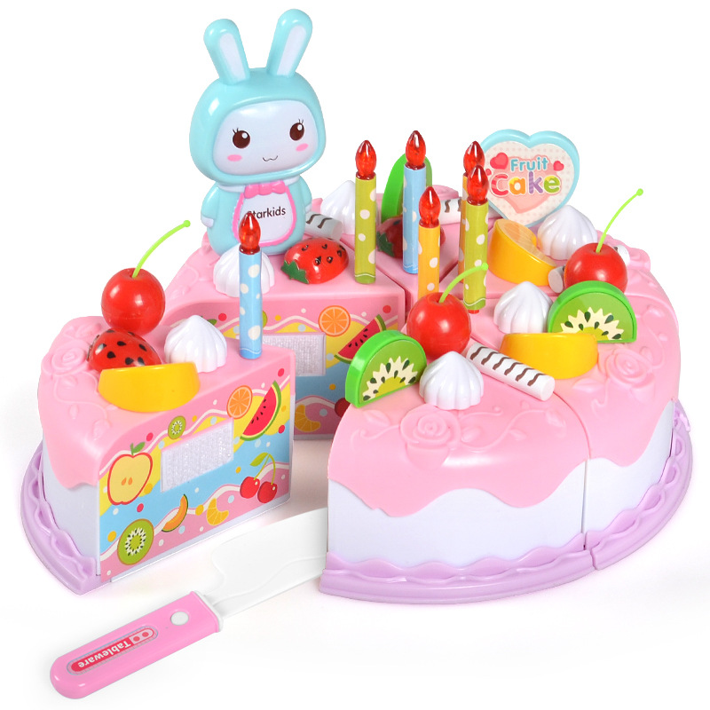 极速37Pcs DIY Pretend Play Kitchen Toys Fruit Birthday Cake - 图1