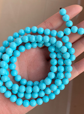 天然绿松石手串手链原矿高瓷蓝项链108佛珠圆珠原石散珠吊坠挂件