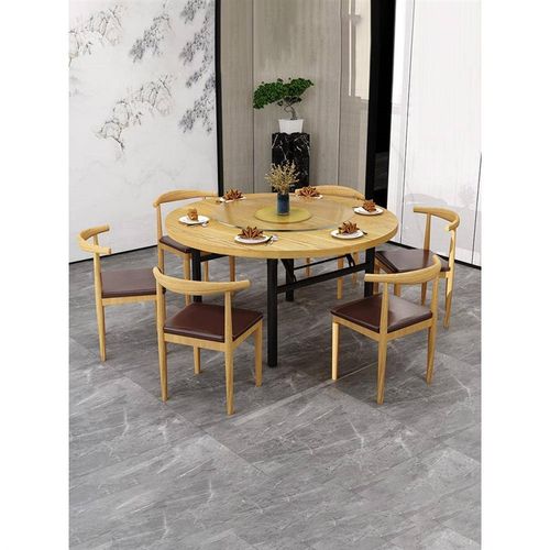 加厚大圆桌面实木圆桌子台面家用酒店可折叠杉木圆桌面板圆形餐桌 - 图0