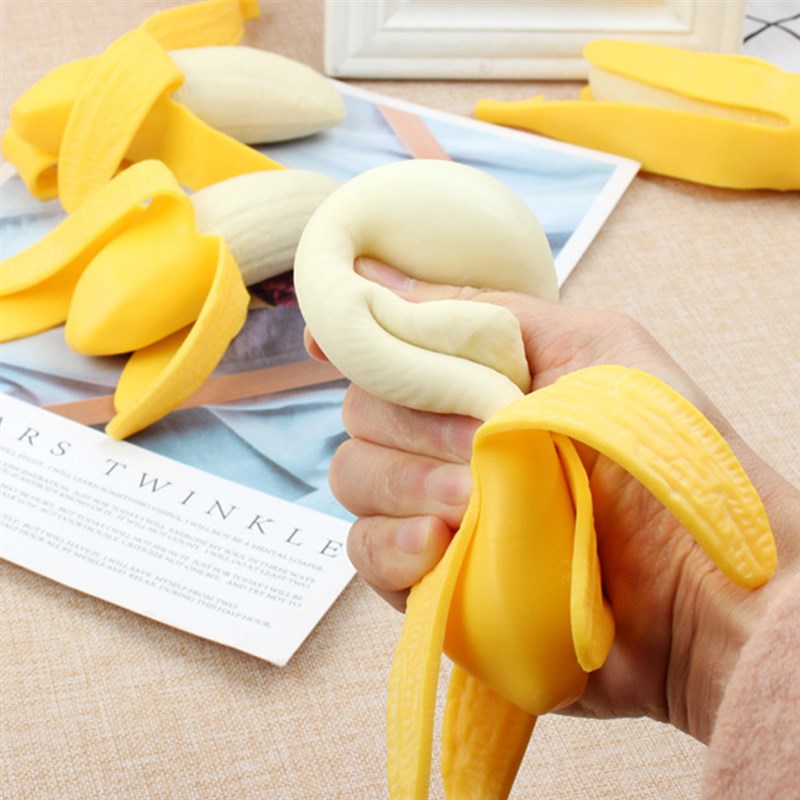 极速Elastic Spoof Peeling Banana Squishy Fidget Toys Antistr-图0