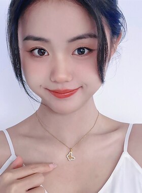 蝴蝶百搭微镶吊坠l钛钢项链女小众设计轻奢风高级感锁骨链网红颈