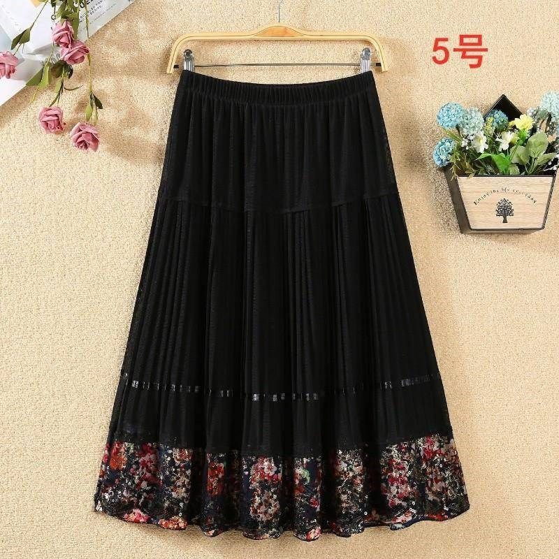 中老年半身裙中年松紧腰短裙中老年女装裙妈妈跳舞裙子夏季百褶裙,淘宝优惠券,粉丝福利购,淘宝优惠卷