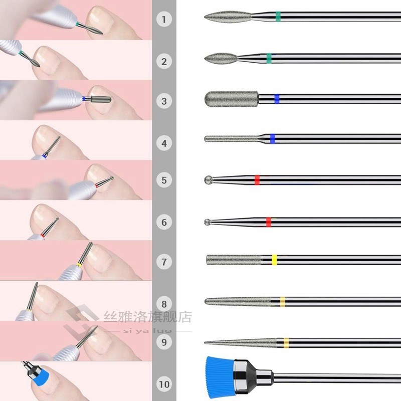 Diamond Cuticle Nail Drill Set of 10, 3/32 Inch(2.35mm) Nail-图2