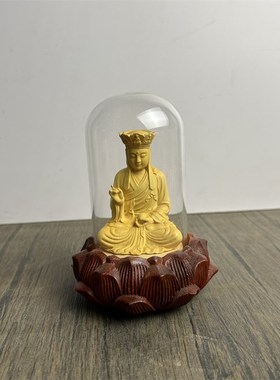 黄杨木雕娑婆三圣观音佛像汽车摆件地藏王释迦牟尼佛站像西方三圣