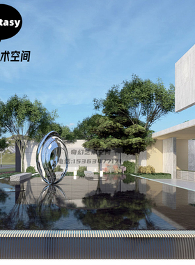 镜面不锈钢圆环雕塑定制发光月亮镂空景I观售楼部金属水池装饰摆