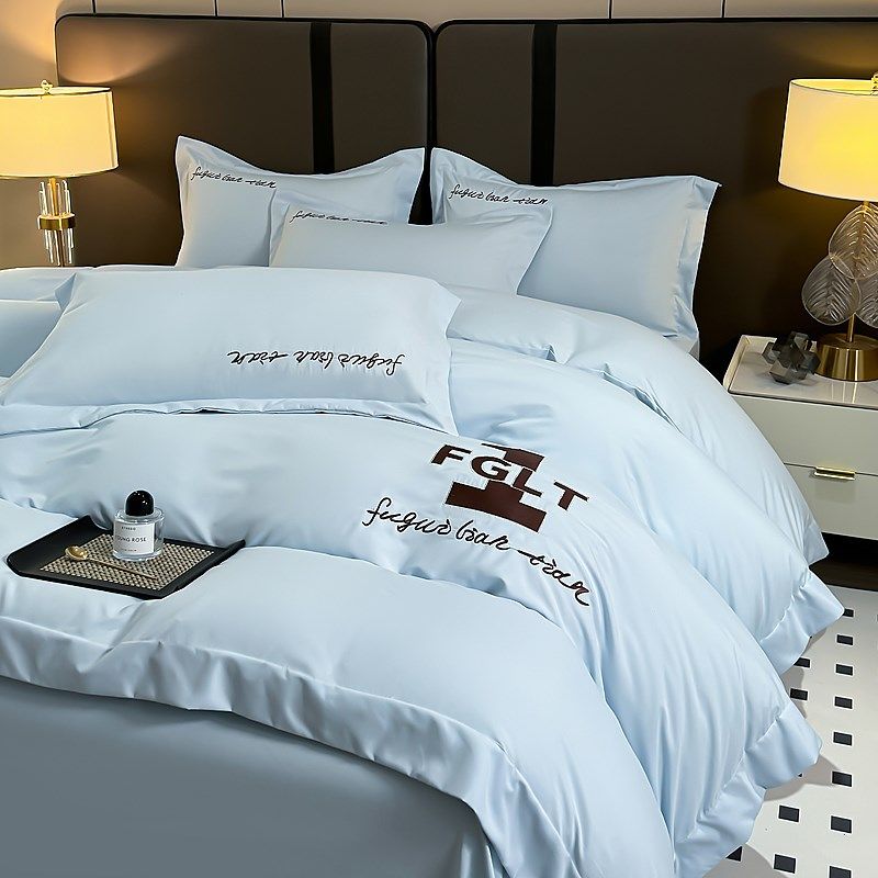 秋上新轻奢简约纯棉全棉床上四件套刺绣居家裸睡学生宿舍床三件套,淘宝优惠券,粉丝福利购,淘宝优惠卷