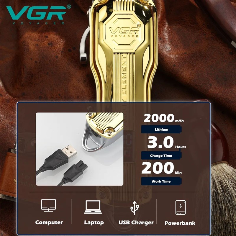 新品VGR Professional Hair Clipper Barber Cordless Hair Cutti - 图3