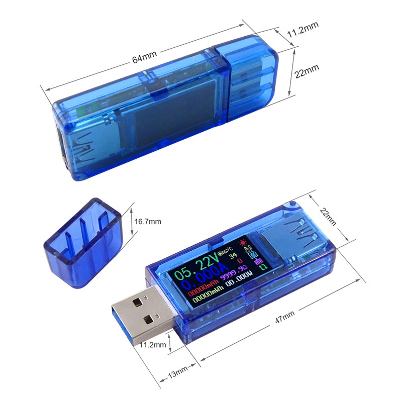 手检QC3试0 iusb充电电流电压测.仪机测器彩屏显示库仑计容量功-图2