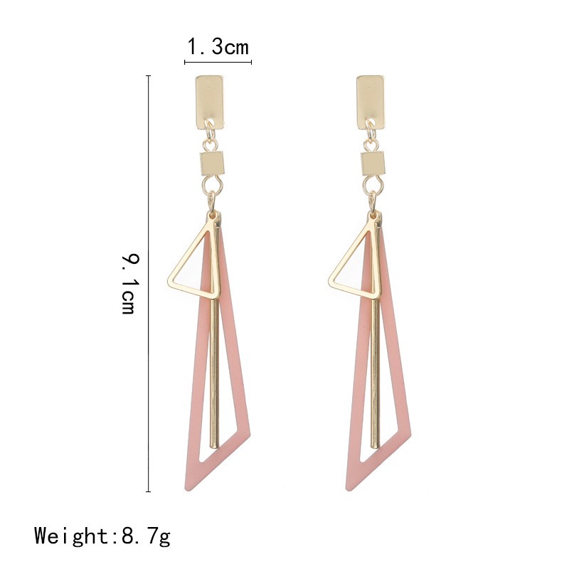 推荐Creative geometric color triangle earring women fashion - 图1