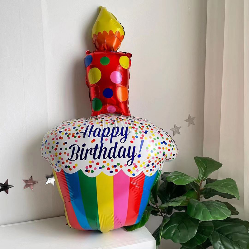 现货速发大蛋糕熊生日气球儿童宝宝周岁派对布置彩色生日数字拍照-图2