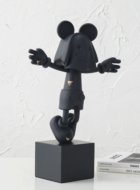 现代简约儿童房黑色卡通人物摆y件家居客厅摆设别墅样板间软装饰