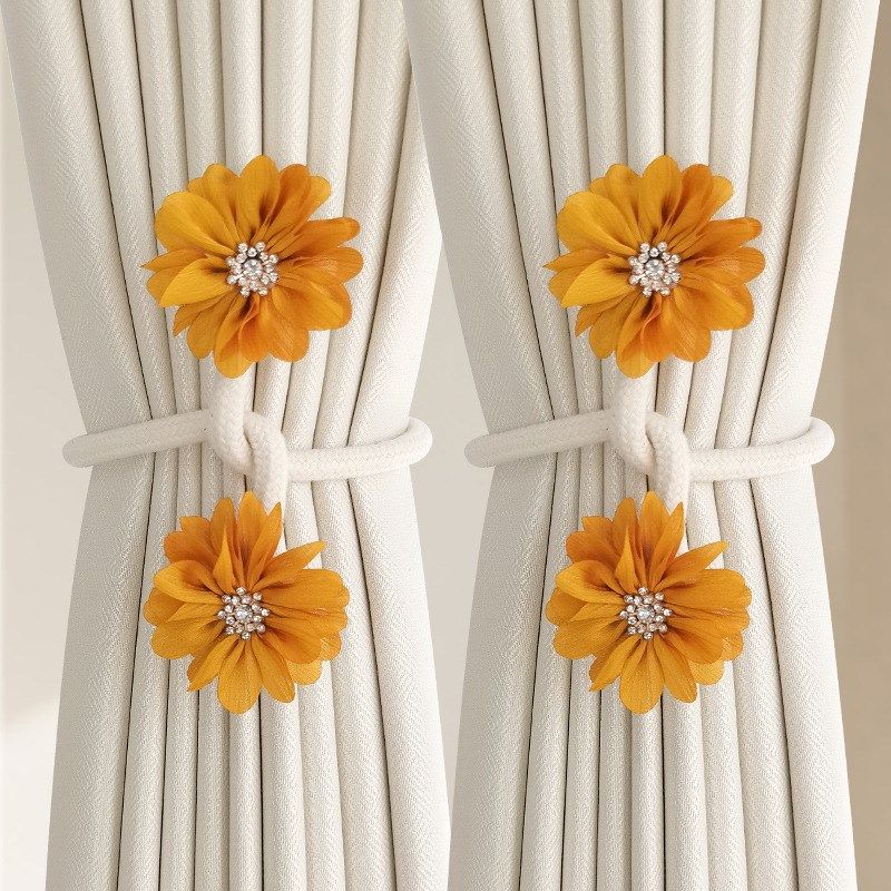 简约窗帘绑带一对装o轻奢纱帘捆绑带创意花朵扣环束带配饰点缀,淘宝优惠券,粉丝福利购,淘宝优惠卷