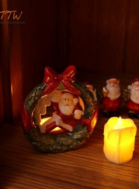 圣诞老人陶瓷桌面工艺品节日氛围香薰烛台家居新年浪漫摆件礼物