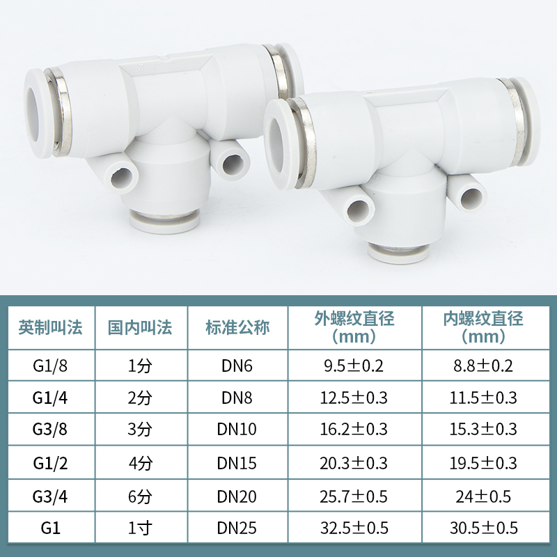 新品气管T型变径三通快速快插塑料接头PEG4-6-8-10-12-16空压机转 - 图2