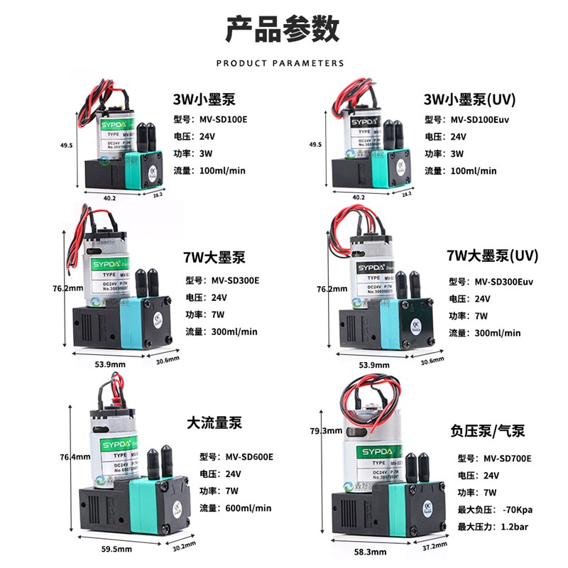 速发赛普达SYPDA墨泵喷绘机吸墨泵UV打印机写真机抽墨泵电机气泵 - 图1