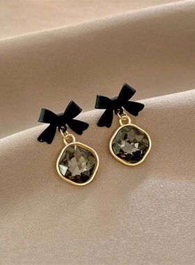 小众高货New Jewelry Fashion Gold Color Bowknot Cube Crystal