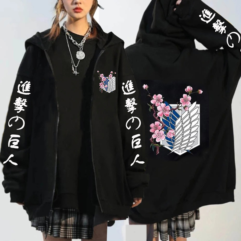 速发Zip Up Hoodies Attack on Titan Anime Men Women Jackets C-图1