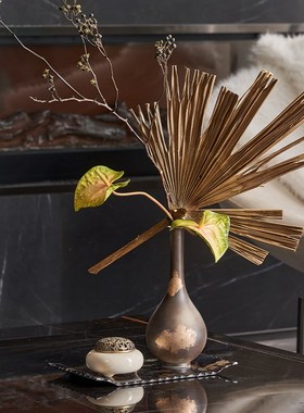 样板间新中式客厅茶几托盘摆件组合复古宋式美学软装套装家居饰品