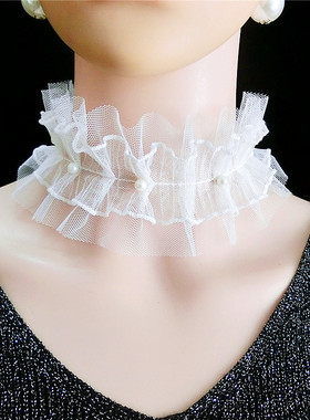 2021新款低i领装饰蕾丝项链女锁骨链黑色宽边颈带项圈脖子饰品颈