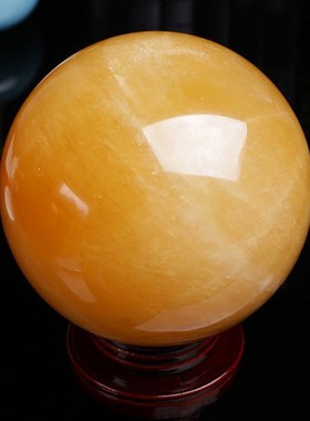 黄色水晶球摆件白色红紫蓝粉色透明玻璃球招财开业客厅家居装饰品