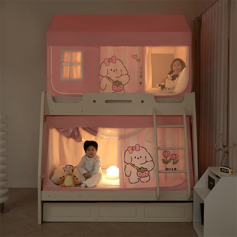 A类子母床蚊帐1.2m上下铺 1.5梯形家用遮光高低床防摔儿童0.9学生,淘宝优惠券,粉丝福利购,淘宝优惠卷