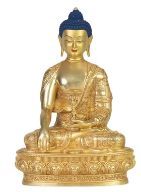 西藏家里供奉密宗纯铜鎏金不动佛佛像藏传佛堂不动如来铜佛像摆件