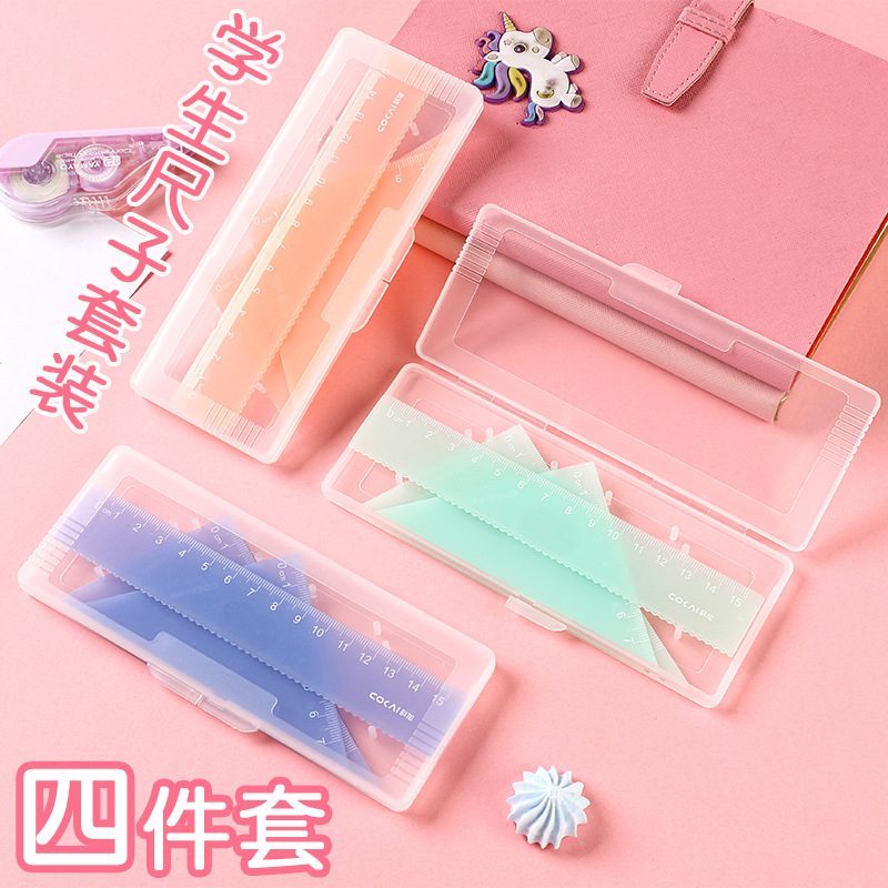 极速Triangle ruler set student stationery transparent jelly - 图1