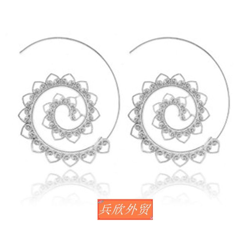 新品oval Round shape spiral European earring Gear-shaped lad - 图1