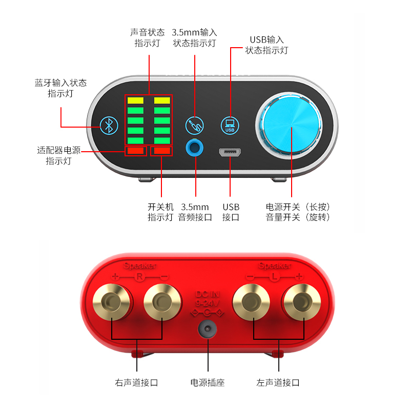 发烧迷你100W大功率蓝牙5.0小功放机hifi音箱汽车摩托数字功放板 - 图2