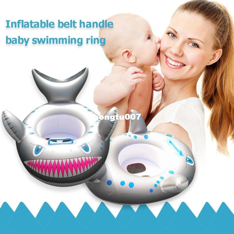 Cartoon Shark Inflatable Float Kids Baby SwimmingU Ring Todd - 图1