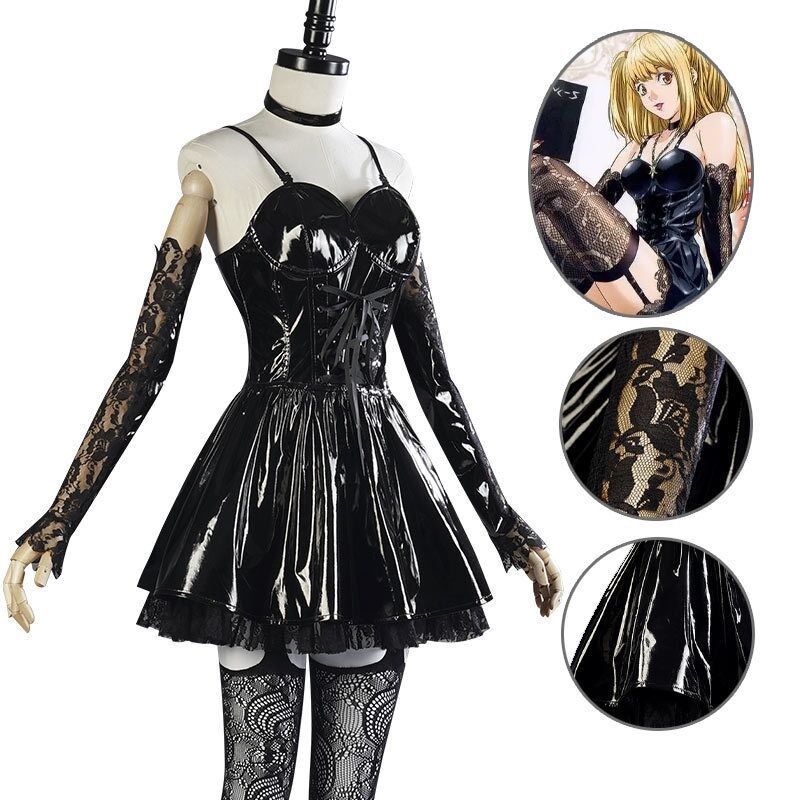 弥海砂cos服死亡笔记皮连衣裙蕾丝Misa DEATH NOTE cosplay装假发-图3