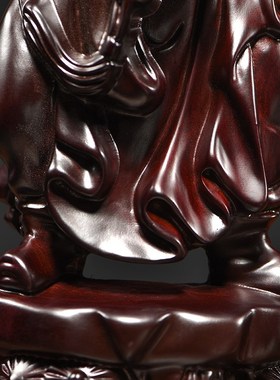 黑檀实木雕刻天师钟馗摆件招财镇宅家居客厅装饰品开业乔迁送礼品