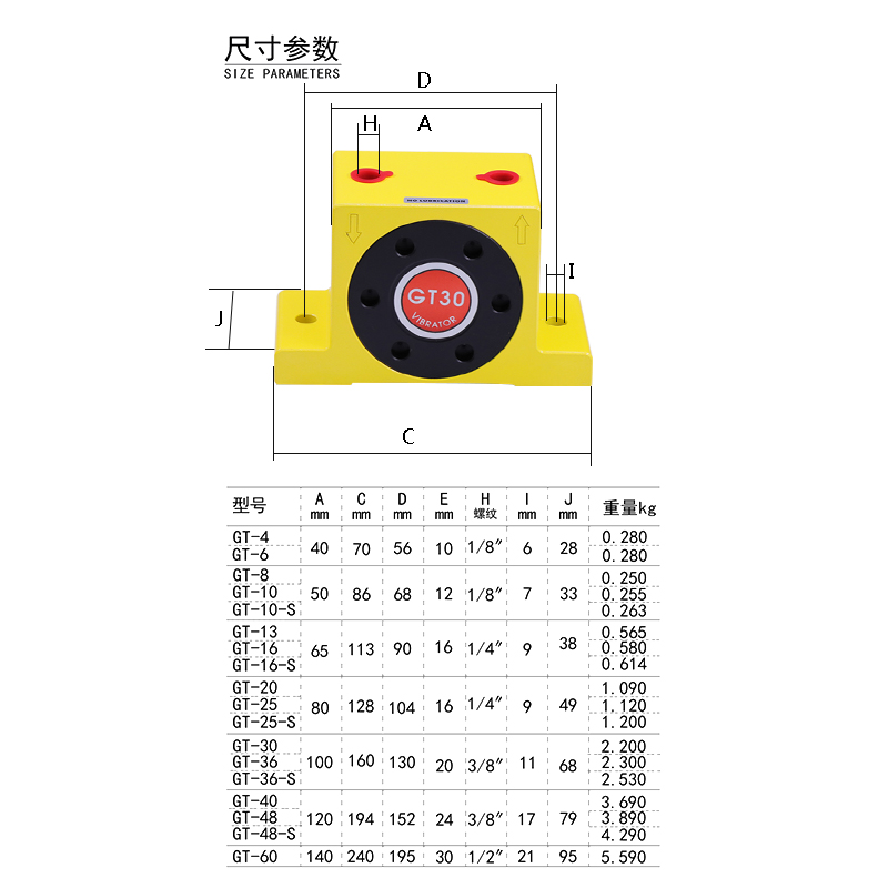 气动震动振动器K16 K25 K08 K10 K13 K20 K32 K36 VK22 - 图3