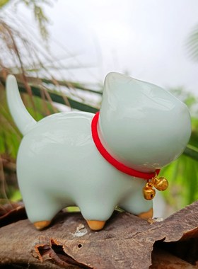 禹州神垕钧瓷摆件小猫招财物件办公室可爱创意陶瓷茶宠节日礼物