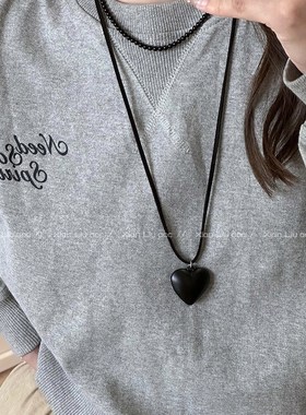 长款爱心吊坠项链女2024新款爆款毛衣链小众设计感高级颈链配饰品
