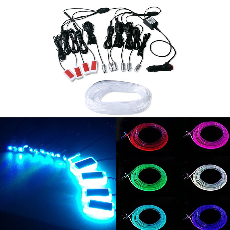 极速10 in 1 RGB LED Car EL Neon Strip Light Sound Control Li - 图0