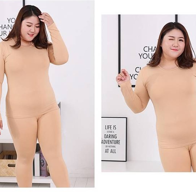 极速Fat Women Thermal Underwear Set Winter Long Johns Plus S - 图2