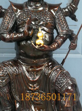 纯铜马王爷三头六臂铜像坐像大黑天火神铜像供奉工艺品马王爷摆件