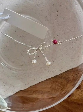 手工蕾丝风蝴蝶结k毛衣项链小众少女心百搭秋冬上衣锁骨链时尚百