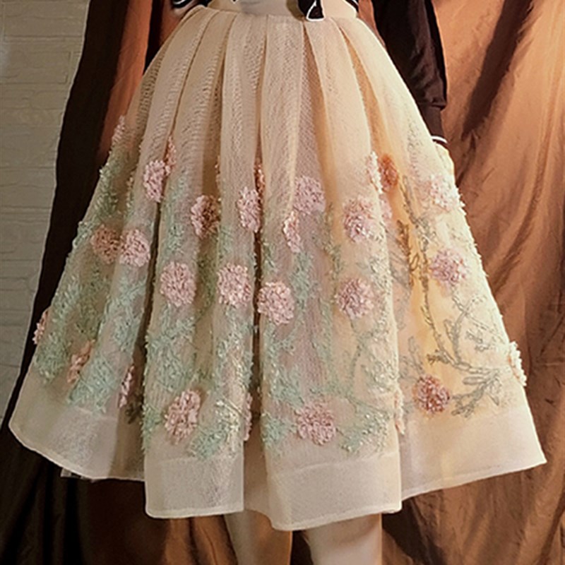 网红TWOTWINSTYLE Casual Patchwork Floral Skirt For Women Hig - 图3