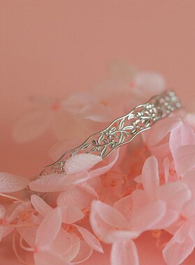 暗香盈袖古典镂空雕花银色手镯 幽兰赋 新款文艺复古国潮手链