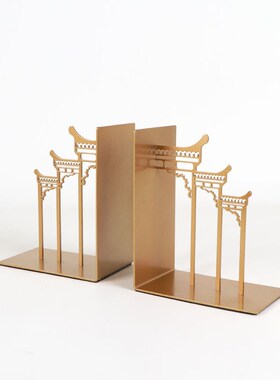 新中式水晶建筑牌坊书挡书立书靠书档书房办公室书桌软装饰品摆件