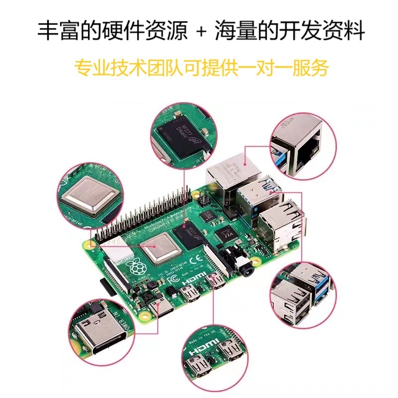 新品树莓派4代PI4B开发板Python电脑程式设计3B+套件Raspberry Pi - 图2