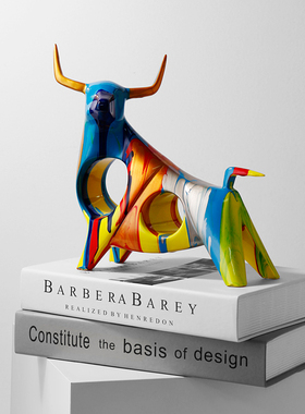 创意淋色牛摆件简约现代客厅电视柜酒柜办公室桌面装饰品牛年礼物