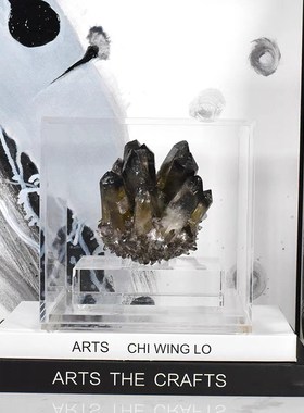 OMENIA轻奢样板间客厅茶几天然镁矿石透明亚克力水晶桌面装饰摆件