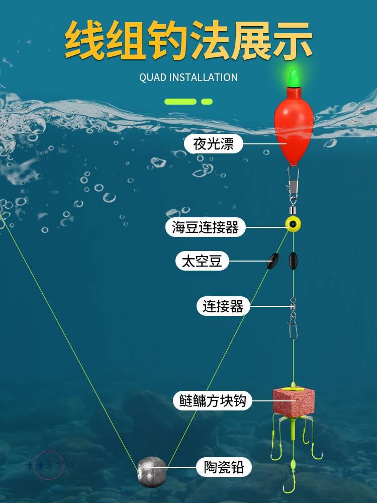 新品新型方块饵鱼钩抛竿浮钓鲢鳙专用翻板钩伊势尼爆钩炸钓组海杆 - 图3